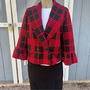 Southern Grace Women's Red Plaid Blazer‎ Jacket  Size 14- Career Holiday Casual